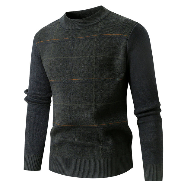 Men's Loose Plaid Casual Sweater - WOMONA.COM