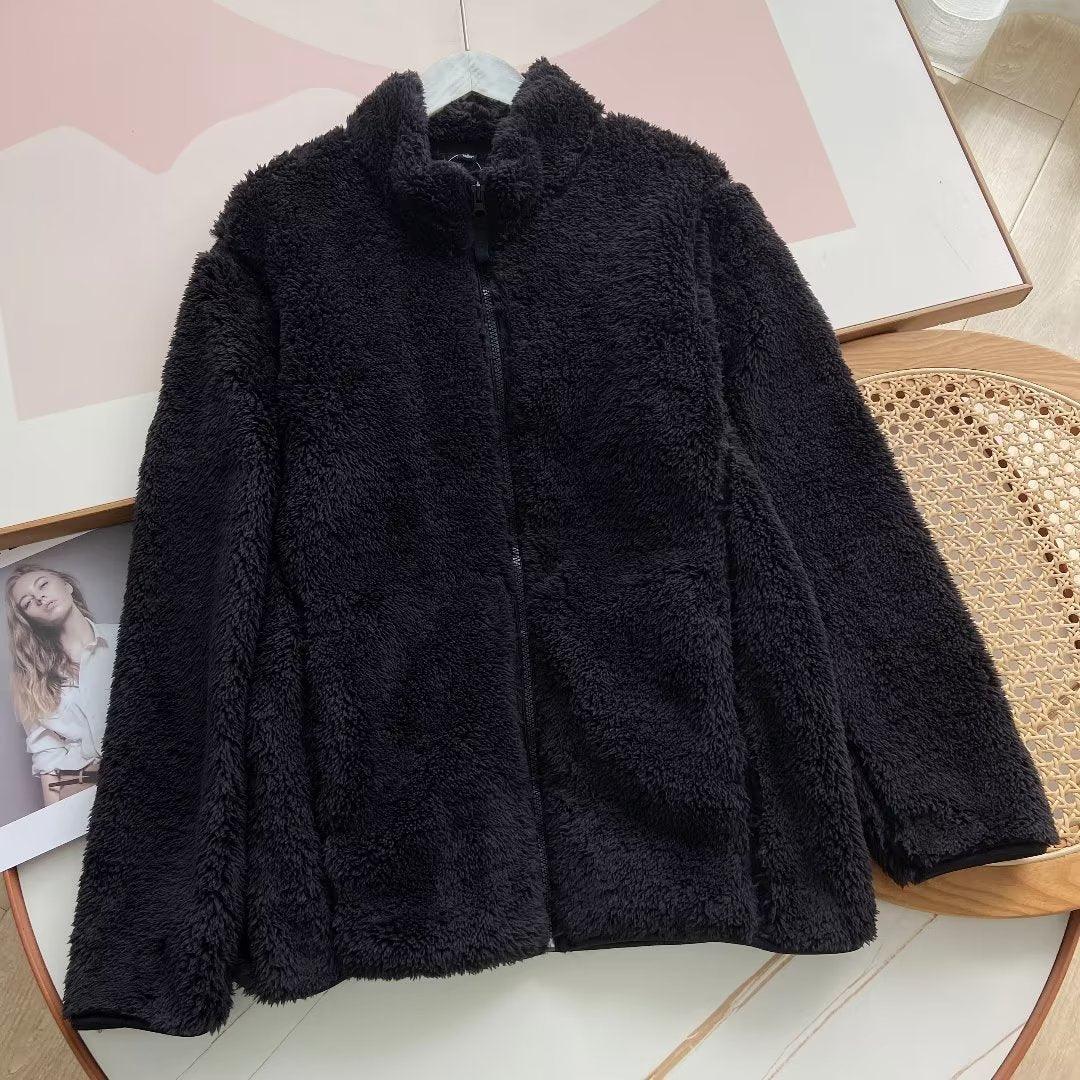 Men's Long Fleece Fleece Zipper Pure Warm Stand Collar Jacket - WOMONA.COM