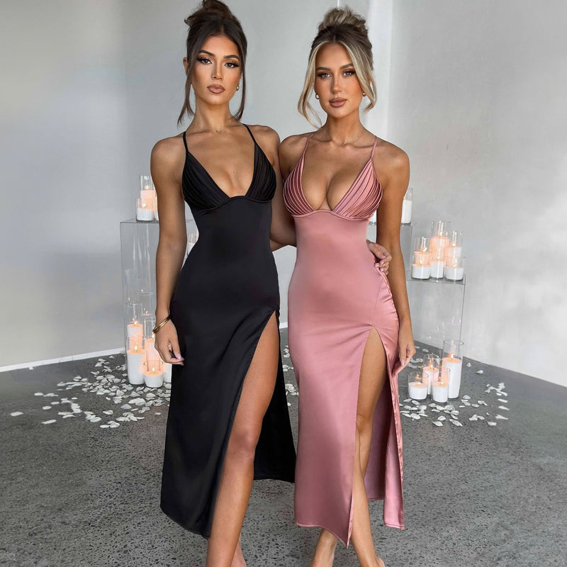 V-neck Sleeveless Backless Bodycon Party Dresses For Womens - WOMONA.COM