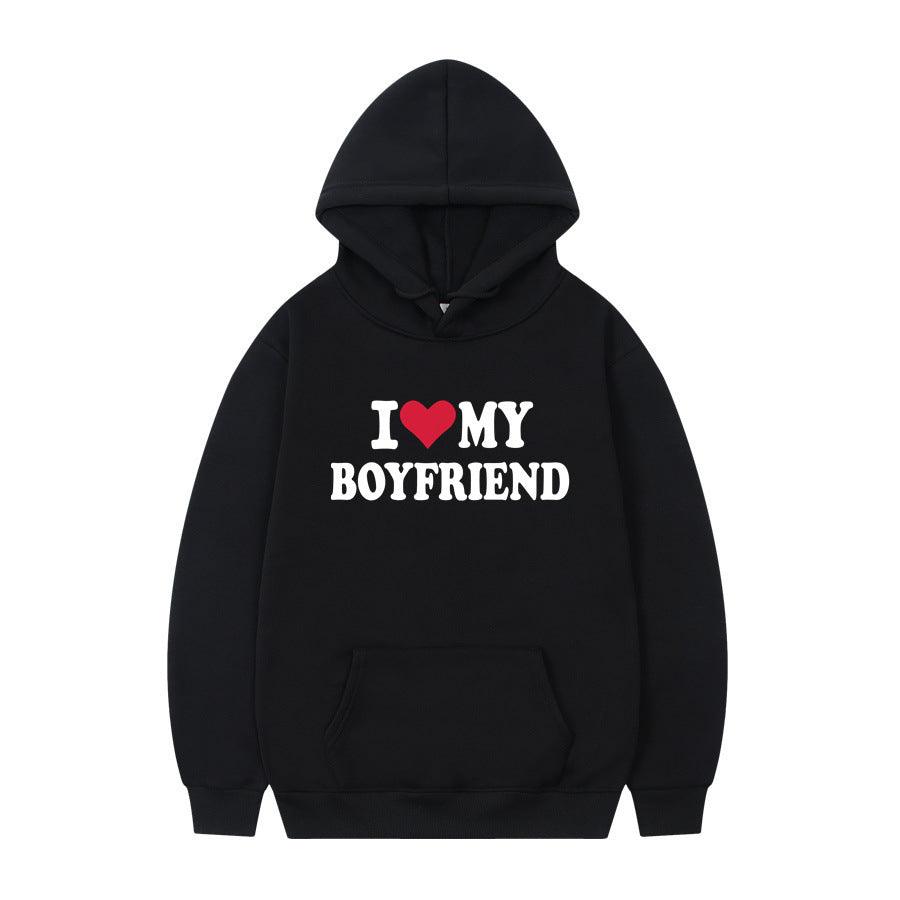 'I Love My Boyfriend' Print Hoodie