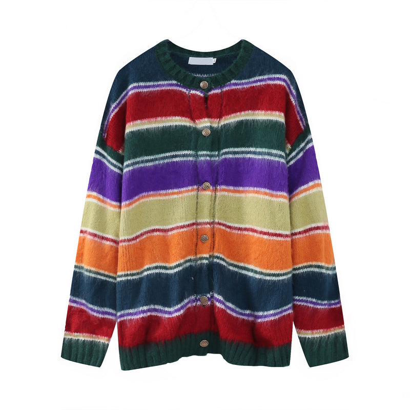 Striped Cardigan Knitted Sweater For Men - WOMONA.COM