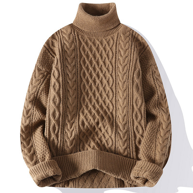 Vintage Jacquard Turtleneck Thick Sweater Men - WOMONA.COM