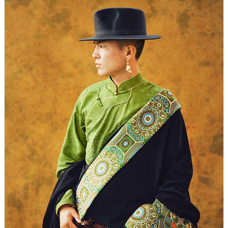 Travel Photography Lhasa Tibetan Costumes Men's Traditional Clothing - WOMONA.COM