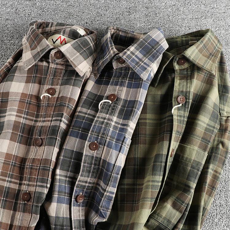 Fashionable Plaid Long-sleeved Shirt For Men