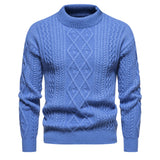 Men's Solid Color Round Neck Sweater Bottoming Shirt - WOMONA.COM