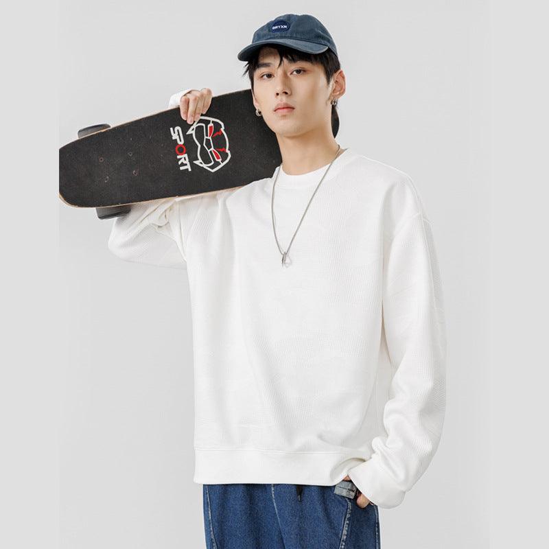 Round Neck Top Loose Casual Long Sleeves - WOMONA.COM