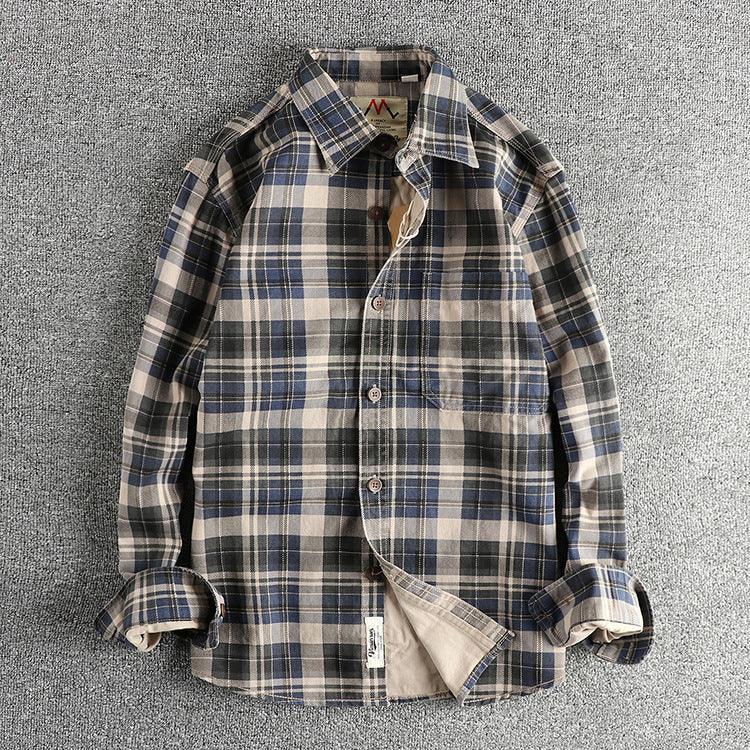 Fashionable Plaid Long-sleeved Shirt For Men