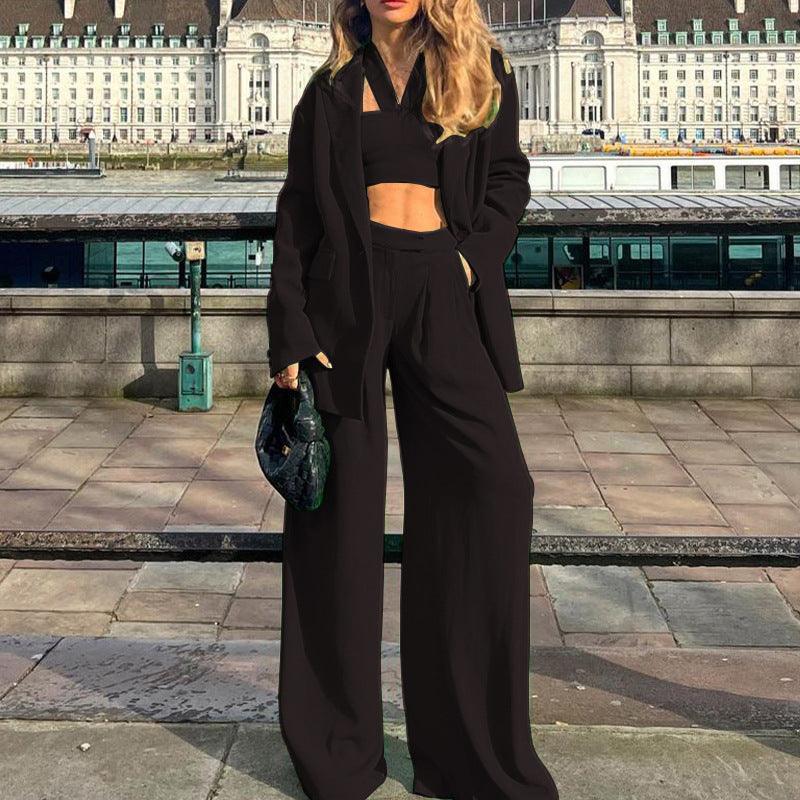 Fashion Long Sleeve Coat And Trousers Suit - WOMONA.COM