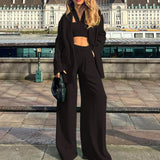 Fashion Long Sleeve Coat And Trousers Suit - WOMONA.COM