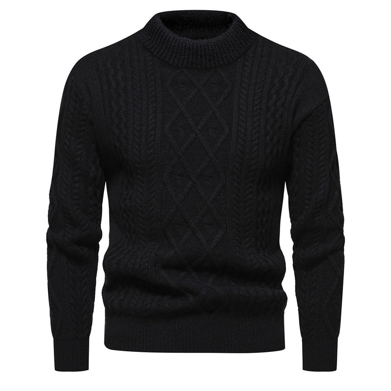 Men's Solid Color Round Neck Sweater Bottoming Shirt - WOMONA.COM