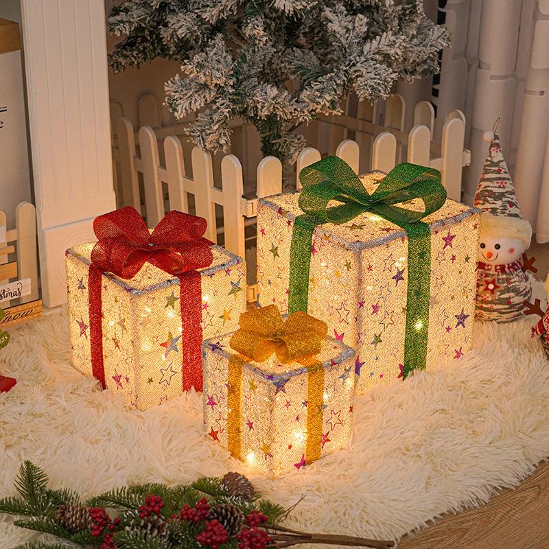 Lighted Up Outdoor Decorations Luminous Christmas Gift Box - WOMONA.COM