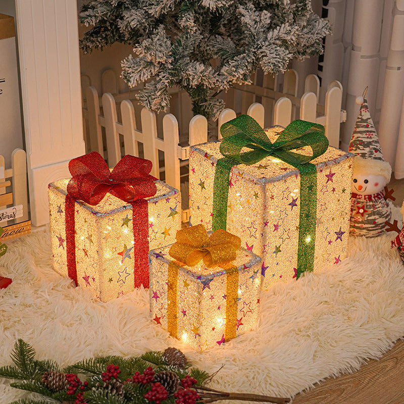 Lighted Up Outdoor Decorations Luminous Christmas Gift Box - WOMONA.COM