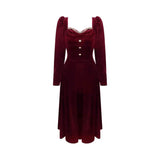 Velvet Dress Slim Fit Slimming French Gold Long Sleeve Dress - WOMONA.COM