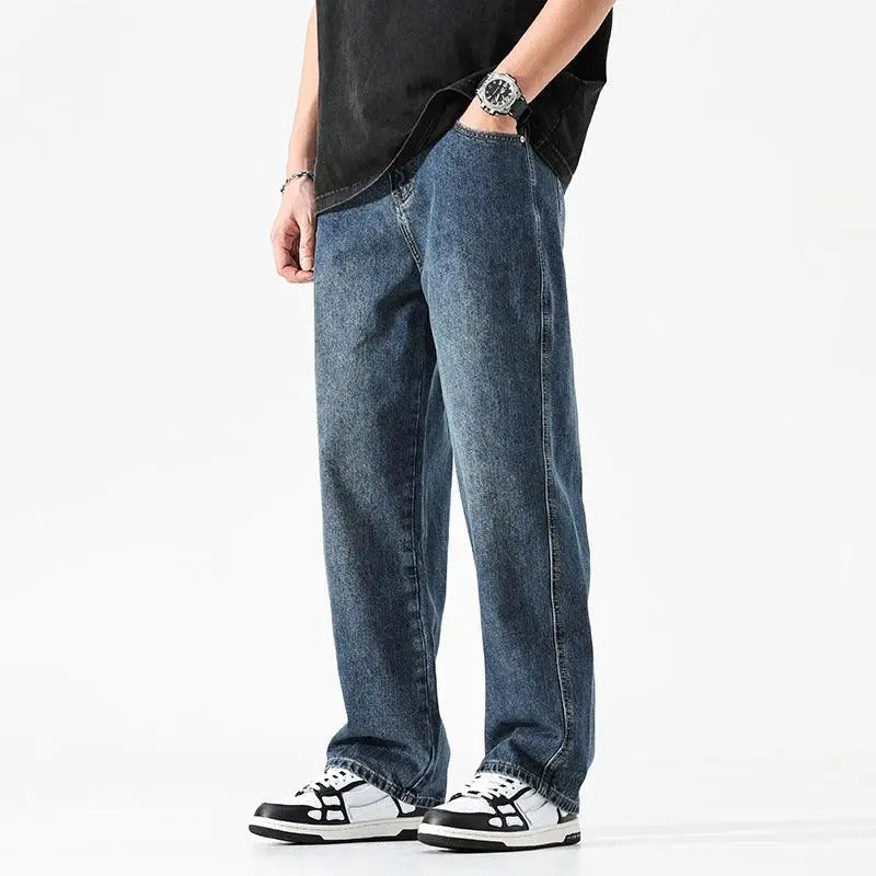 Men's Loose And Simple Solid Color Jeans - WOMONA.COM