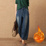 Lantern Jeans For Women Retro Wide Leg Casual - WOMONA.COM