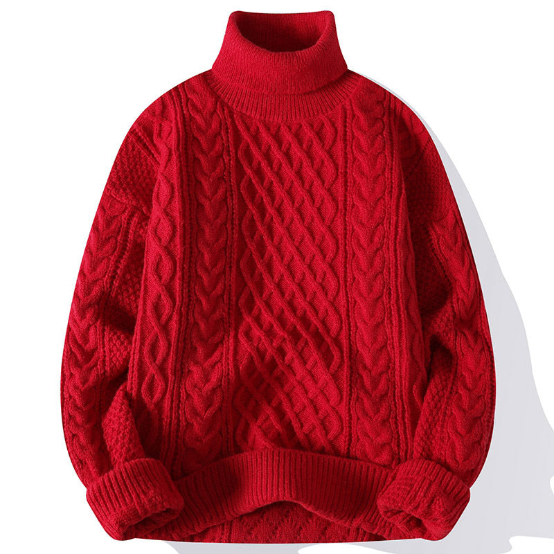 Vintage Jacquard Turtleneck Thick Sweater Men - WOMONA.COM