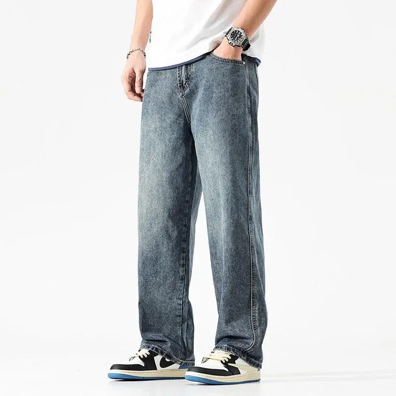 Men's Loose And Simple Solid Color Jeans - WOMONA.COM