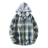 Men's Plaid Hooded Shirt Casual Shirt