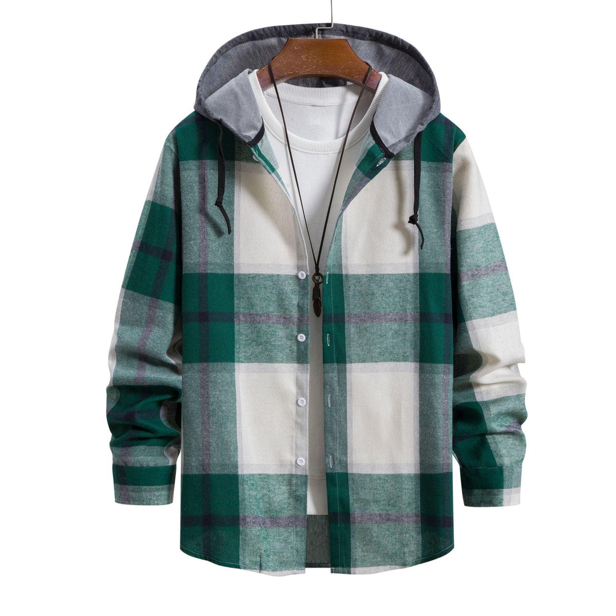 Korean Style Trendy Hooded Shirt Casual Men's Clothing - WOMONA.COM