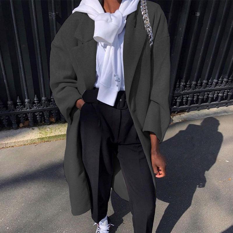 Women's Long Sleeve Fashion Long Trench Coat - WOMONA.COM