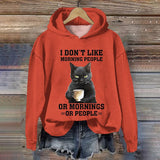 Mysterious Cat Art Print Stitching Hoodie Sweater