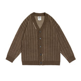 Vertical Striped Cardigan Stand Collar Sweater - WOMONA.COM