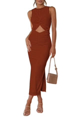 Women's Sleeveless Hollow-out Hem Dress - WOMONA.COM