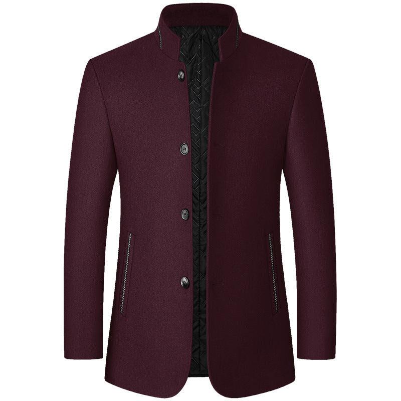 Standing Collar Middle-aged Men's Woolen Jacket - WOMONA.COM