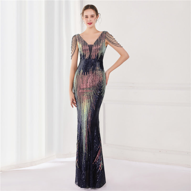 Women's Fashion Elegant Sequins Fishtail Formal Dress - WOMONA.COM