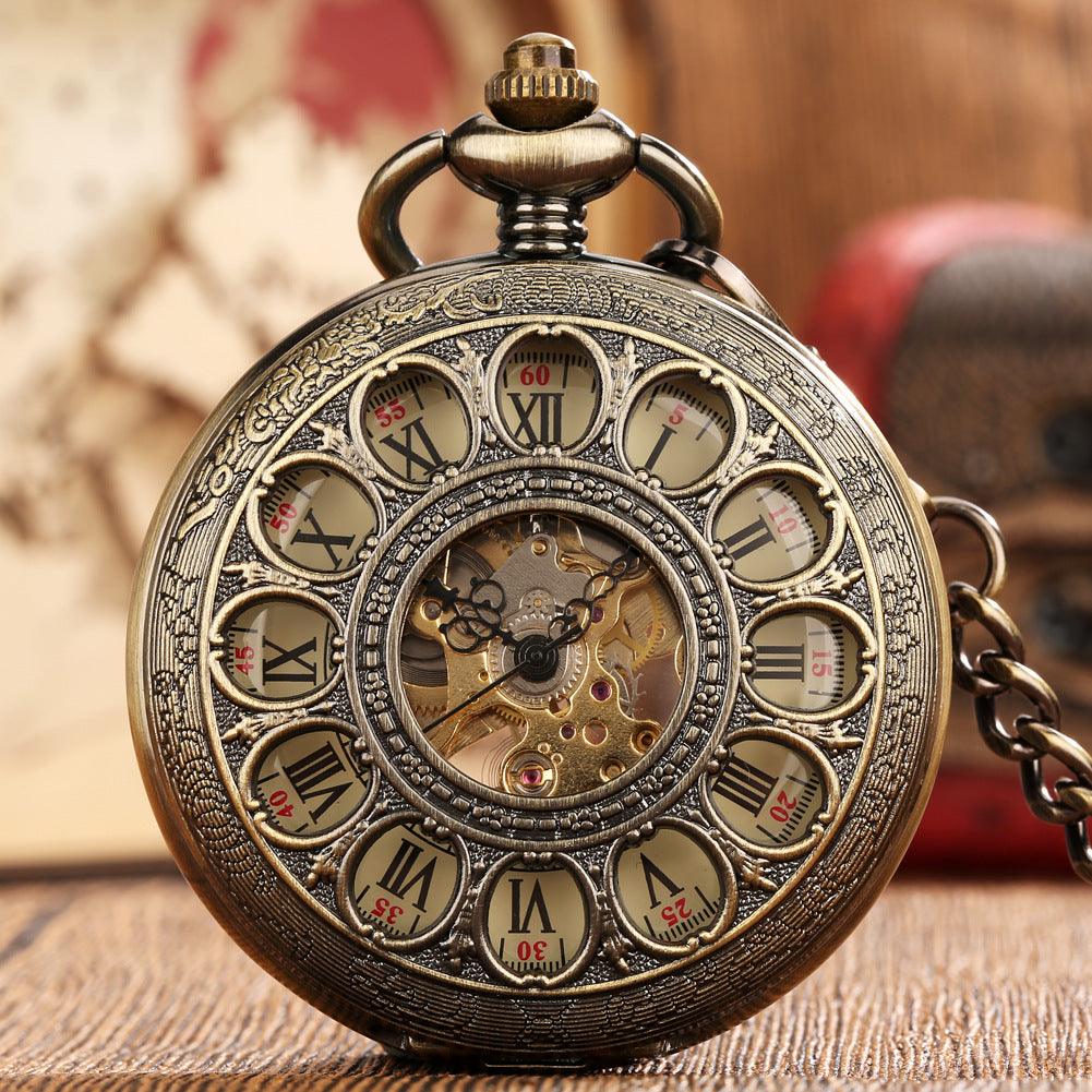 Hollow Pumpkin Ball Flip Mechanical Pocket Watch - WOMONA.COM