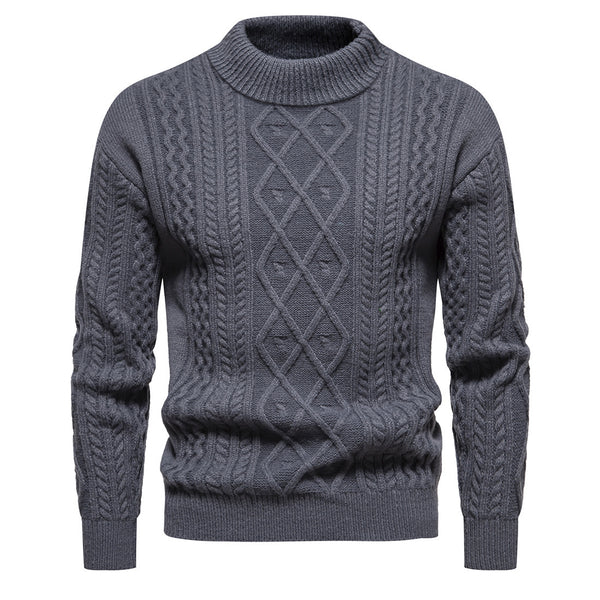 Men's Solid Color Round Neck Sweater Bottoming Shirt - WOMONA.COM