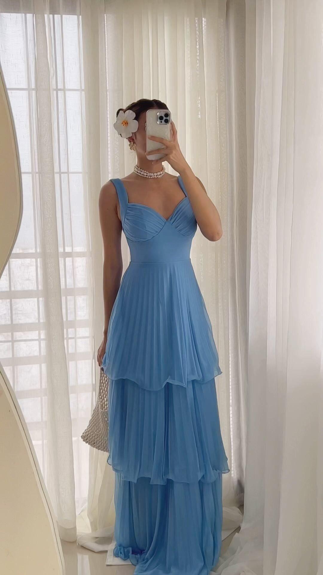 Multi-layer Pleated Suspender Dress Women - WOMONA.COM
