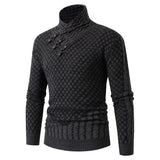 Men's Long Sleeve Half Turtleneck Knitted Sweater - WOMONA.COM