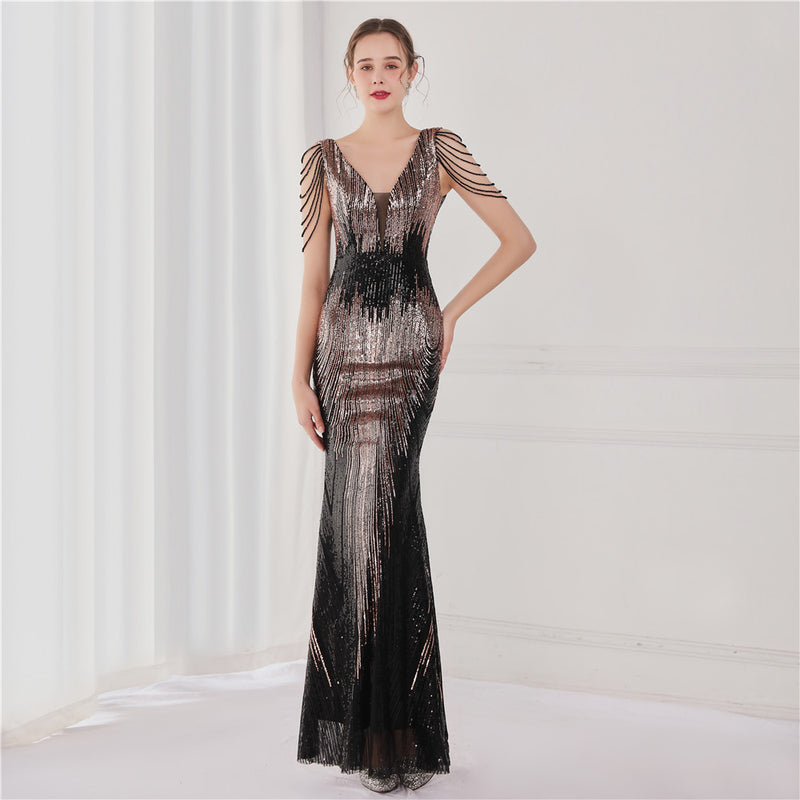 Women's Fashion Elegant Sequins Fishtail Formal Dress - WOMONA.COM