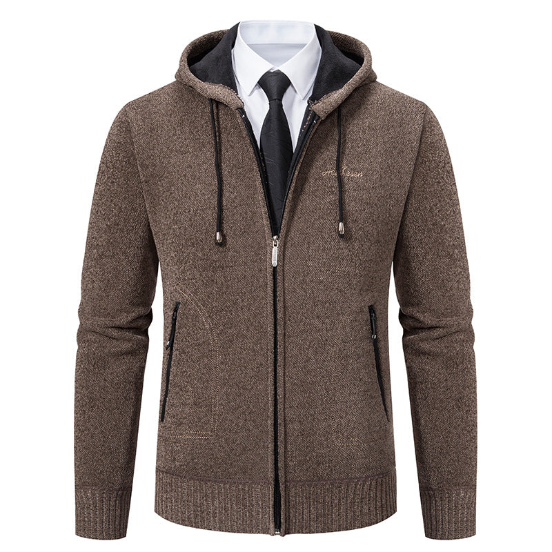 Men's Solid Color Sweater Cardigan Knitted Coat - WOMONA.COM