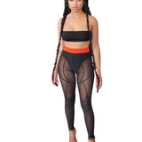 Color Matching Mesh Leggings Women - WOMONA.COM