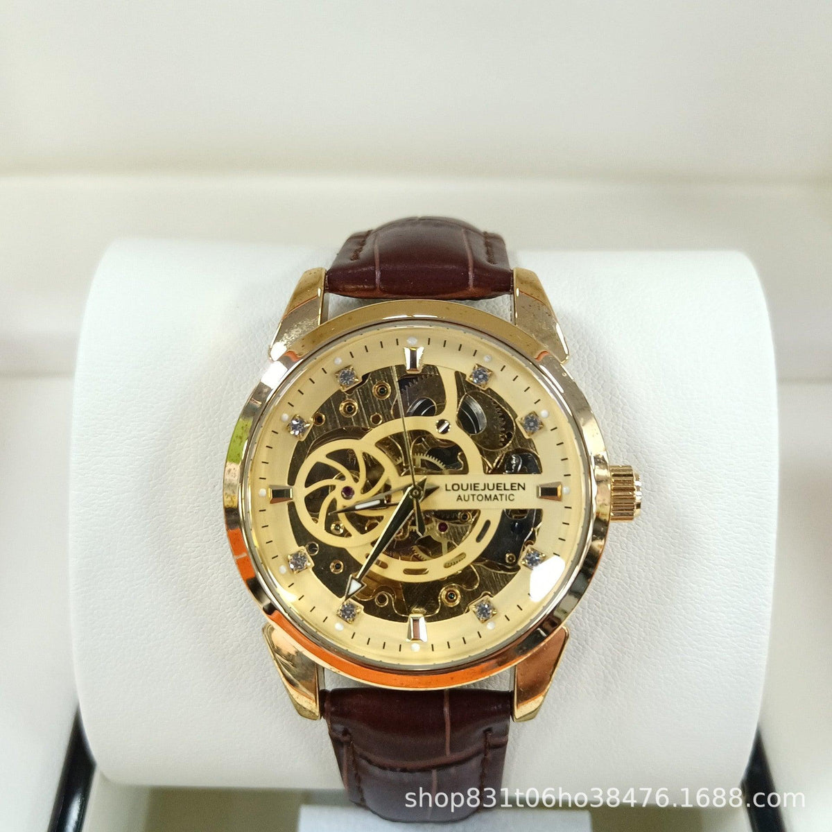Hollow Men's Leather Belt Mechanical Watch Waterproof - WOMONA.COM