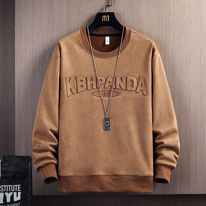 Suede Round Neck Sweater Loose Casual - WOMONA.COM
