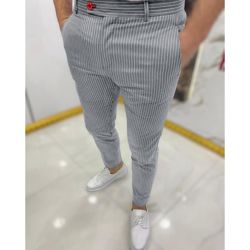 Thin Striped Slim Casual Pants Men - WOMONA.COM