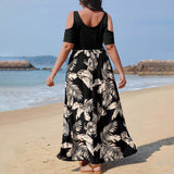 Fashion Personalized Floral V-neck Dress Women - WOMONA.COM