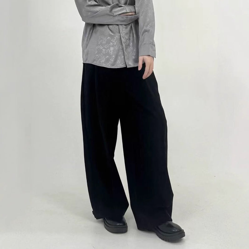 Casual Men's Suit Pants Draping Effect Straight-through Loose Wide-leg Pants