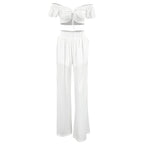 Women's Fashion Casual Cut-out Ruffled Jacquard Suit - WOMONA.COM