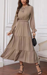 Summer Solid Color Long Sleeve Women Dress Ladies - WOMONA.COM