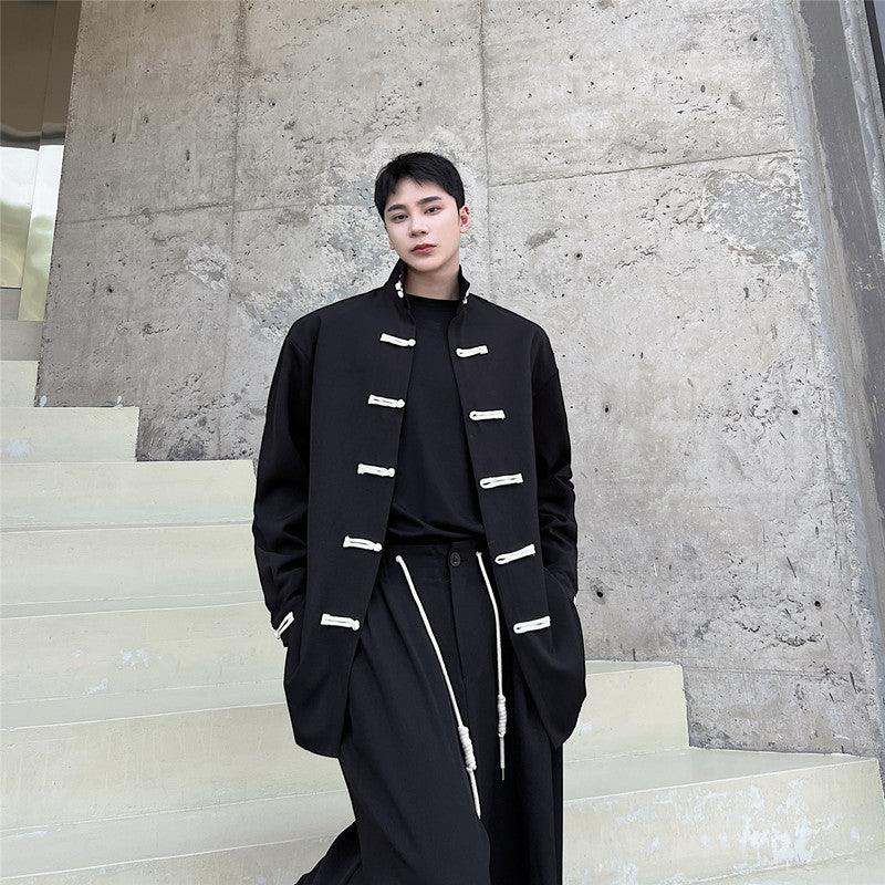 High Street Retro Buckle Collar Shirt Coat Men - WOMONA.COM