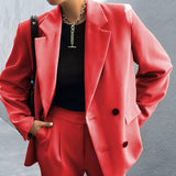 Pure Color Suit Pants Suit Two-piece Set - WOMONA.COM