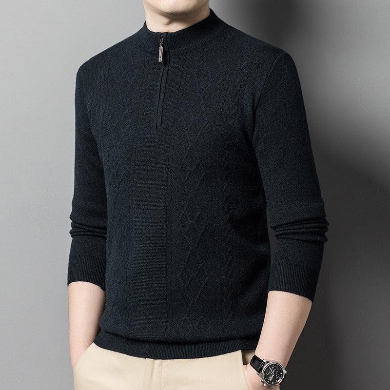 Thick Sweater Men's Half Turtleneck Zipper - WOMONA.COM
