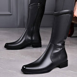 Men's Pointed Toe Business High-top Leather Boots