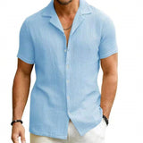 Men's Daily Casual Short Sleeve Cardigan Shirt Men's