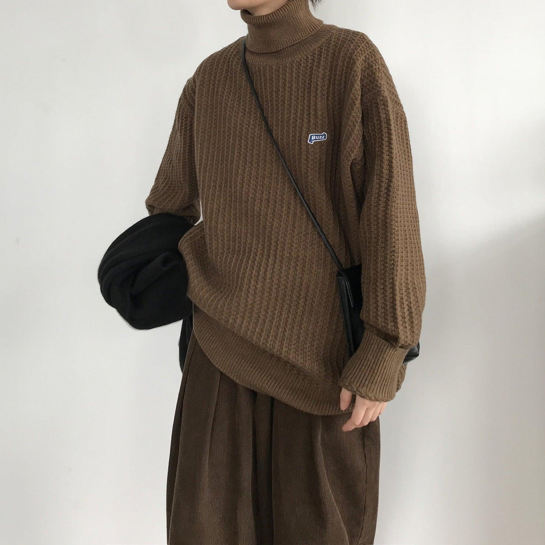 Japanese-style Retro Caramel Turtleneck Sweater - WOMONA.COM