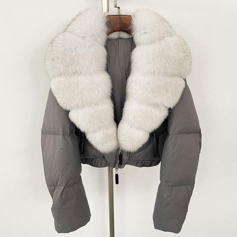 Fox Fur Collar Thick Short Down Jacket Coat